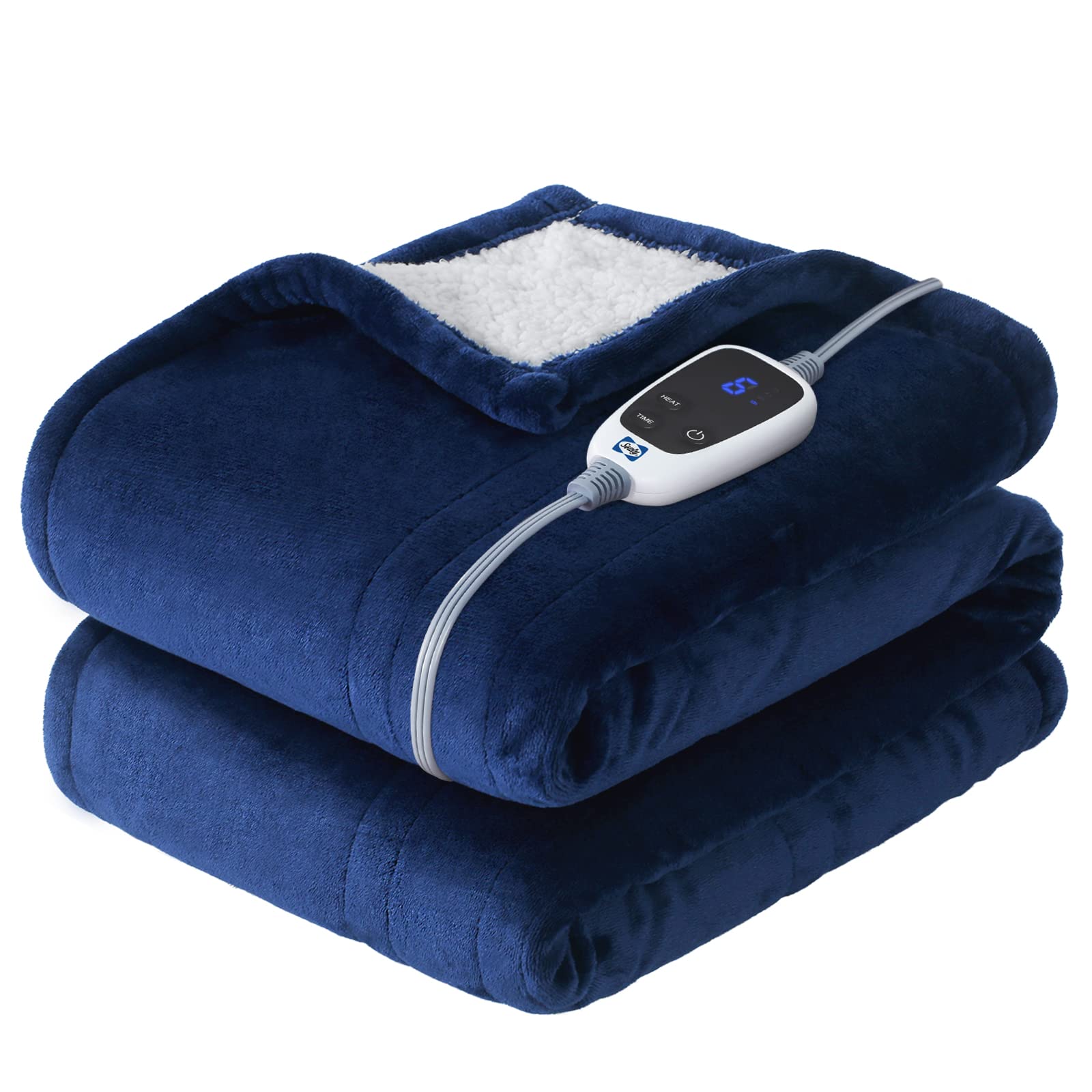 Couverture chauffante Sealy bleue avec télécommande