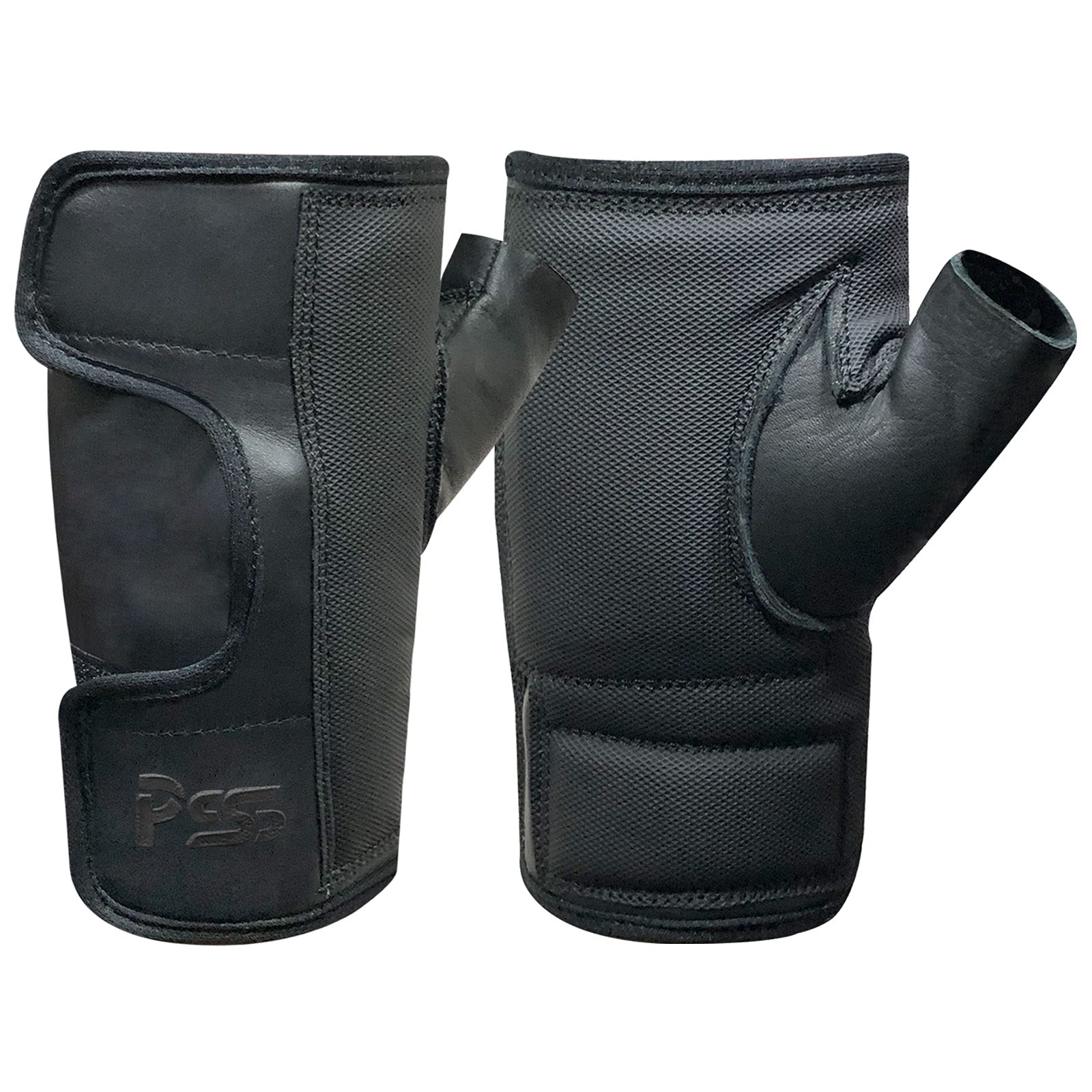 Gants de propulsion PSS en cuir noir à doigts ouverts