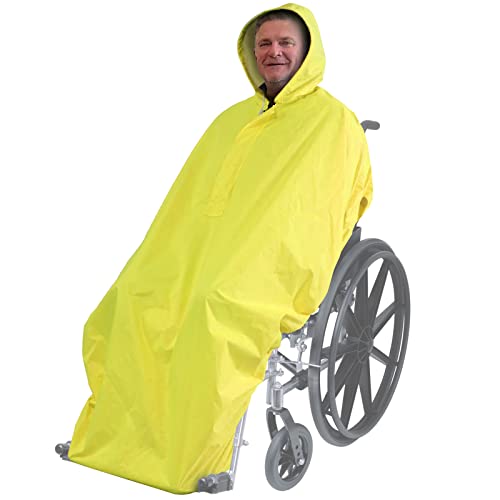 Poncho de pluie jaune ANYOO avec capuchon, pour fauteuil roulant