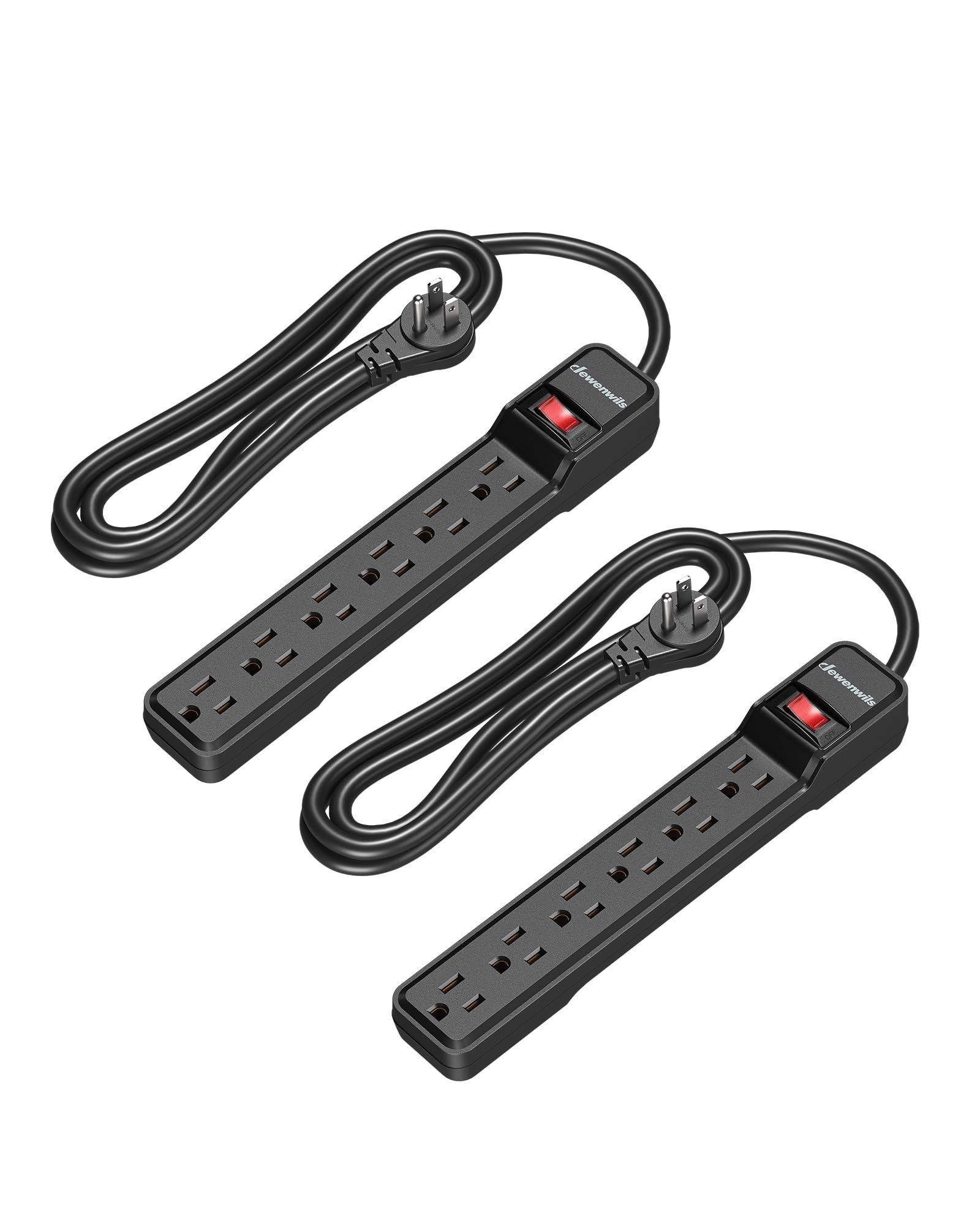 Multiprise DEWENWILS 6 prises avec interrupteur, lot de 2