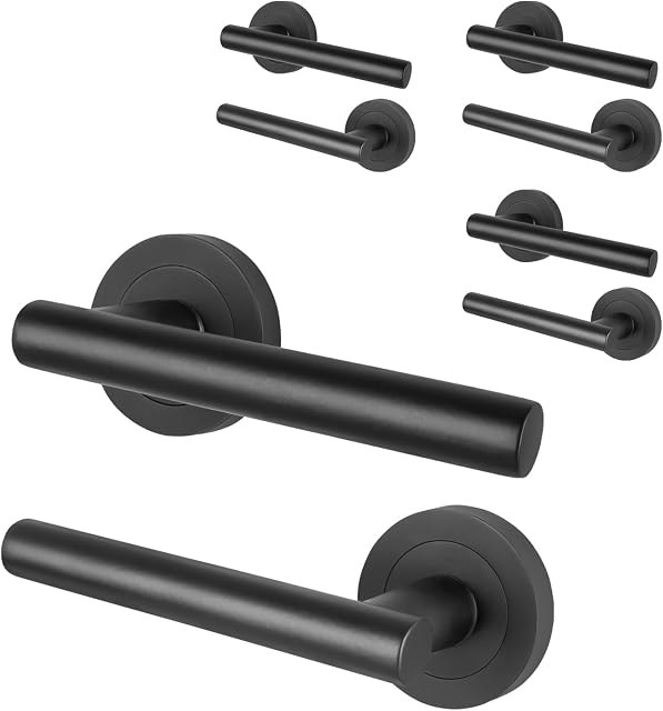 Leviers de porte GOBEKOR noirs mats, lot de 6