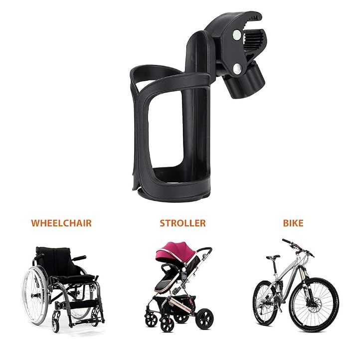 Porte-gobelet CHILDHOOD à pince, montage sur fauteuil roulant, poussette et vélo
