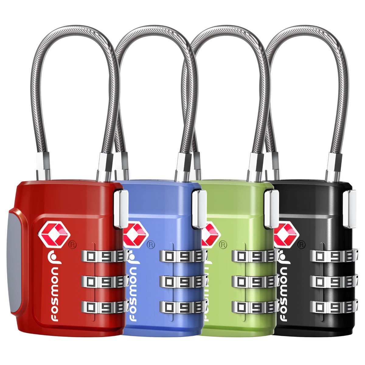 Cadenas TSA Fosmon à combinaison, lot de 4